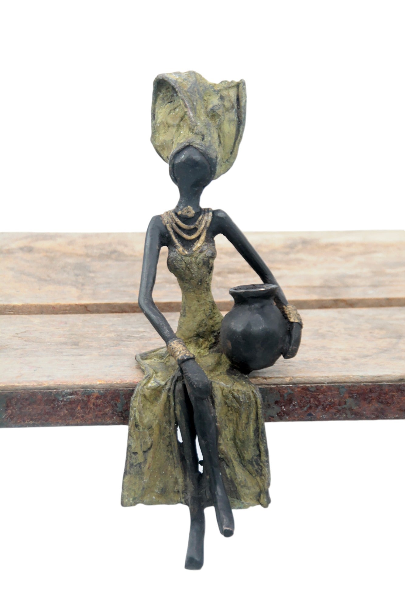 Bronze assis 20 cm vert n°3 Bronzes d'Afrique