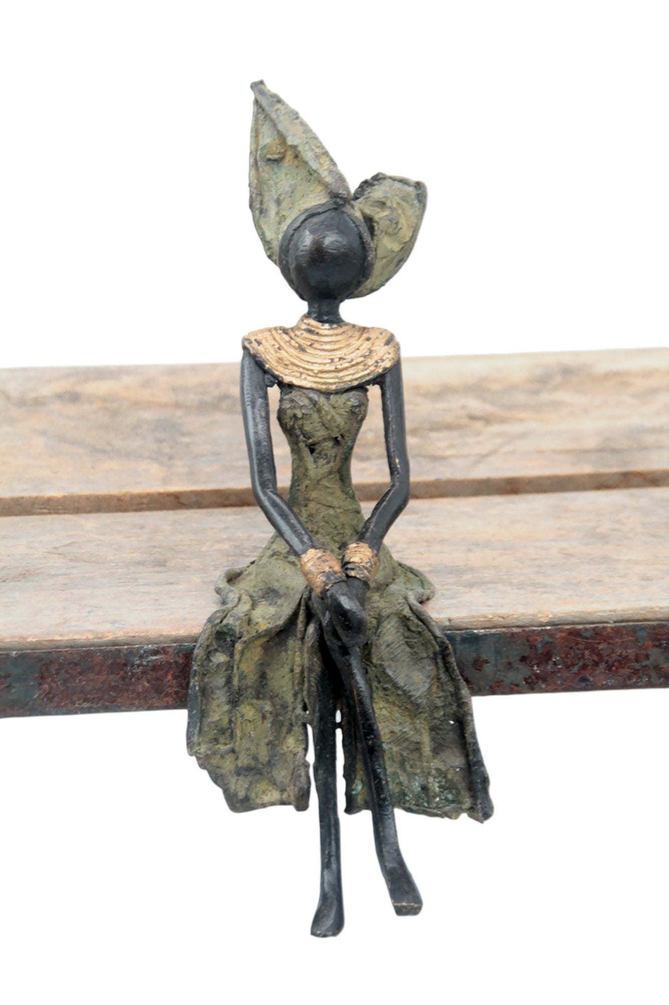 Bronze assis 20 cm vert n°11 Bronzes d'Afrique