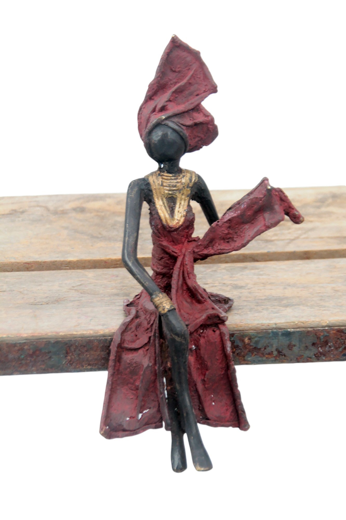 Bronze assis 20 cm rouge n°8 Bronzes d'Afrique