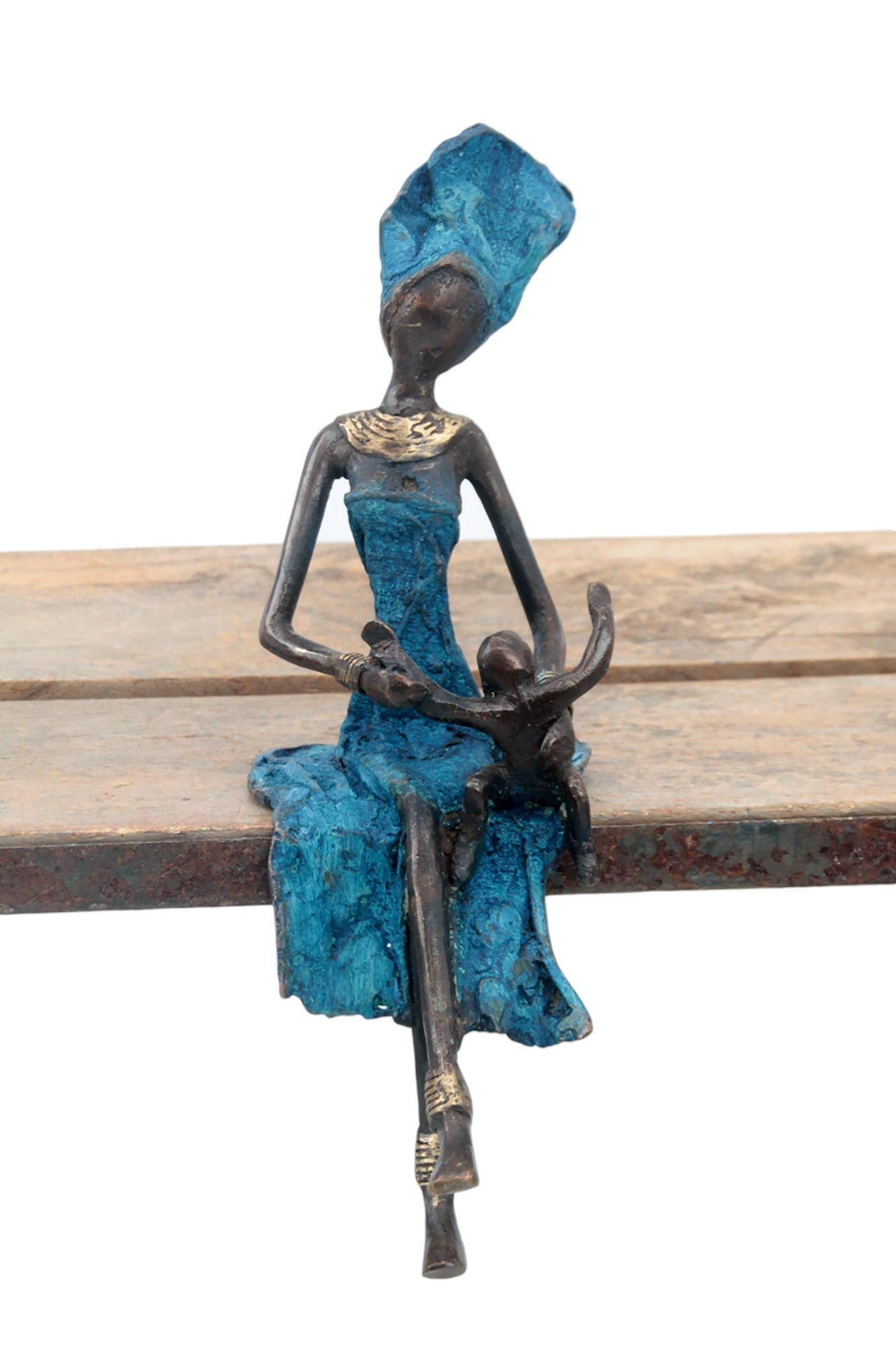 Bronze assis 25 cm bleu n°21 Bronzes d'Afrique