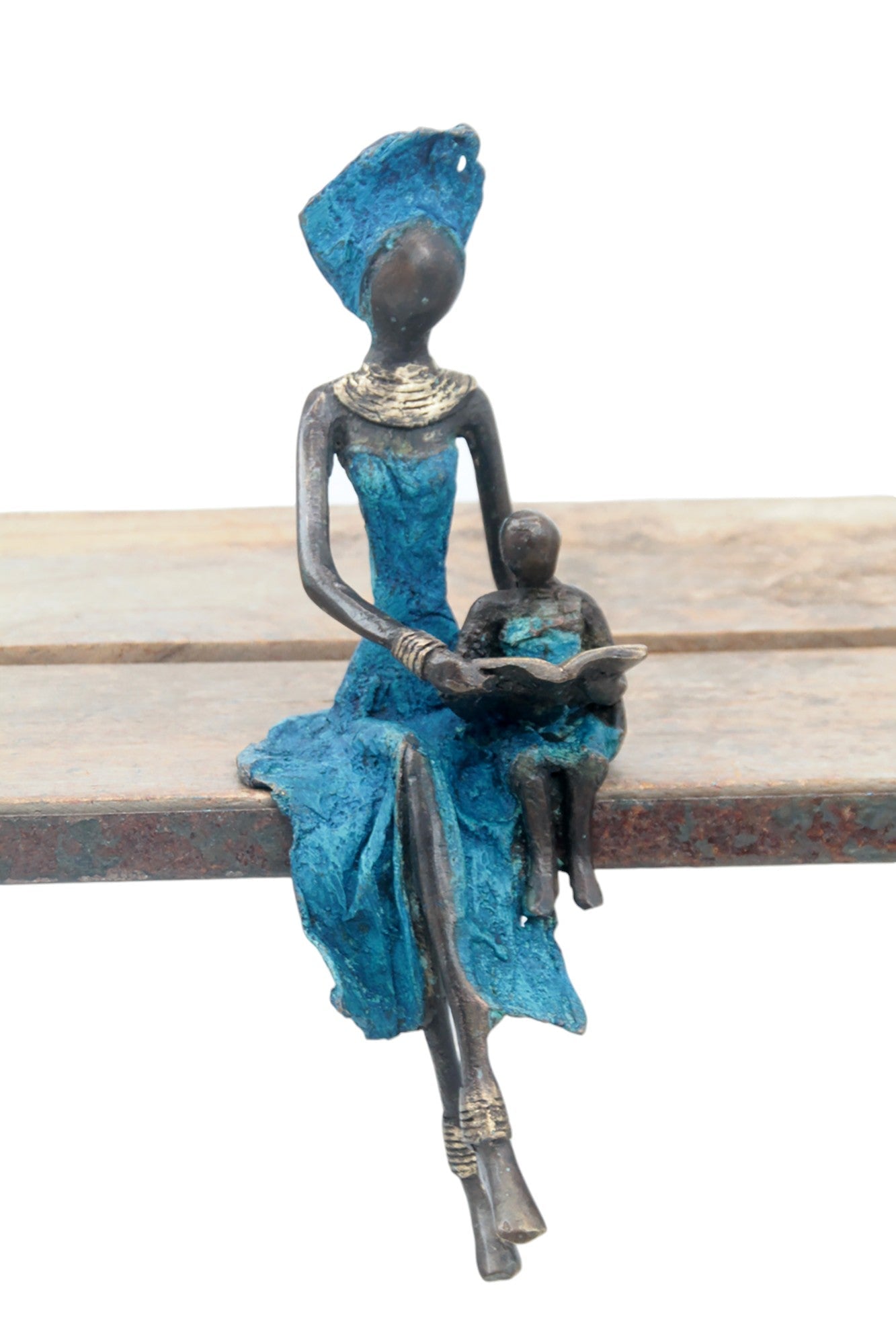 Bronze assis 205 cm bleu n°22 Bronzes d'Afrique
