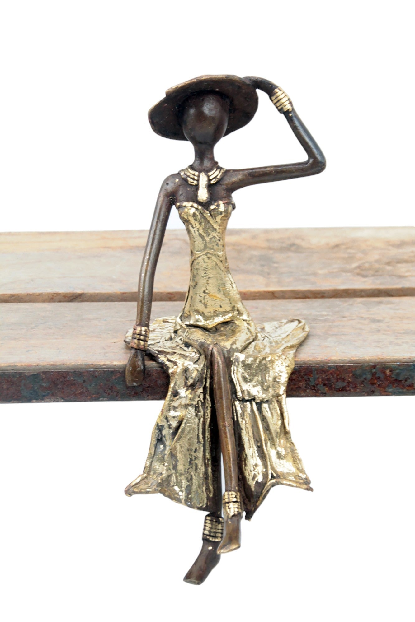 Bronze assis 25 cm doré n°12 Bronzes d'Afrique