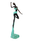 Bronze Issouf danseuse 50 cm turquoise n°1 Bronzes d'Afrique