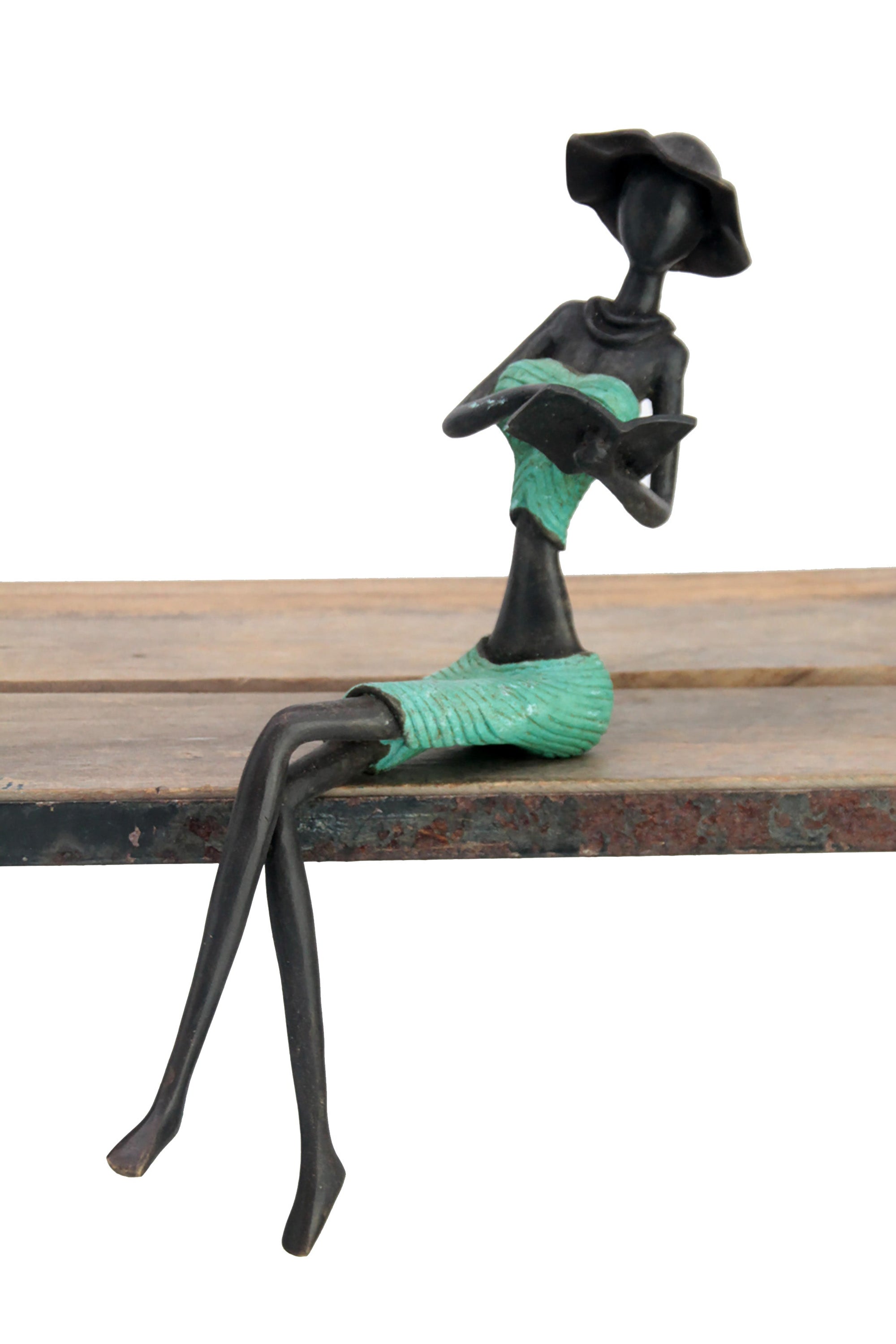 Bronze Dermé assis 30 cm vert n°1 Bronzes d'Afrique