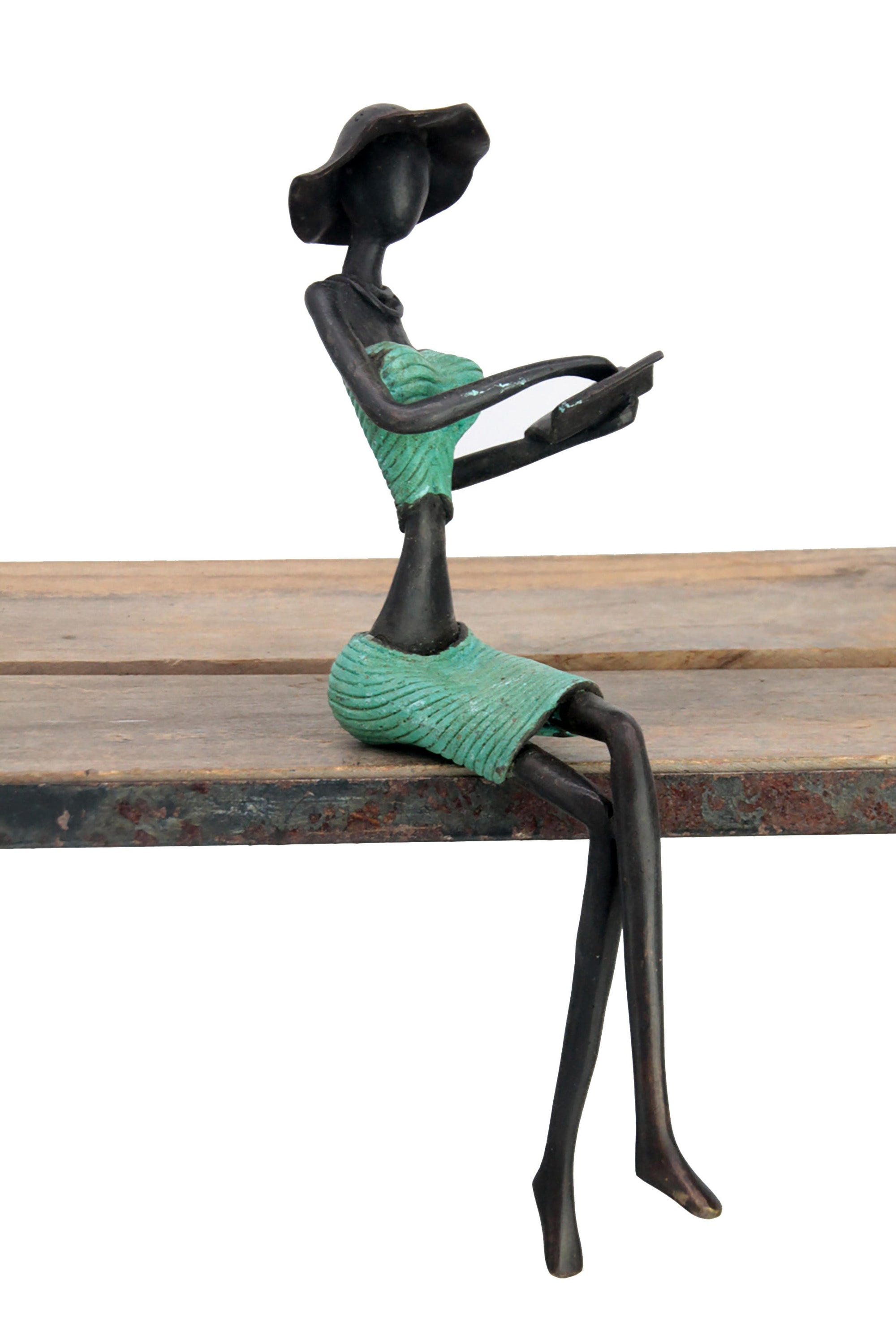 Bronze Dermé assis 30 cm vert n°1 Bronzes d'Afrique