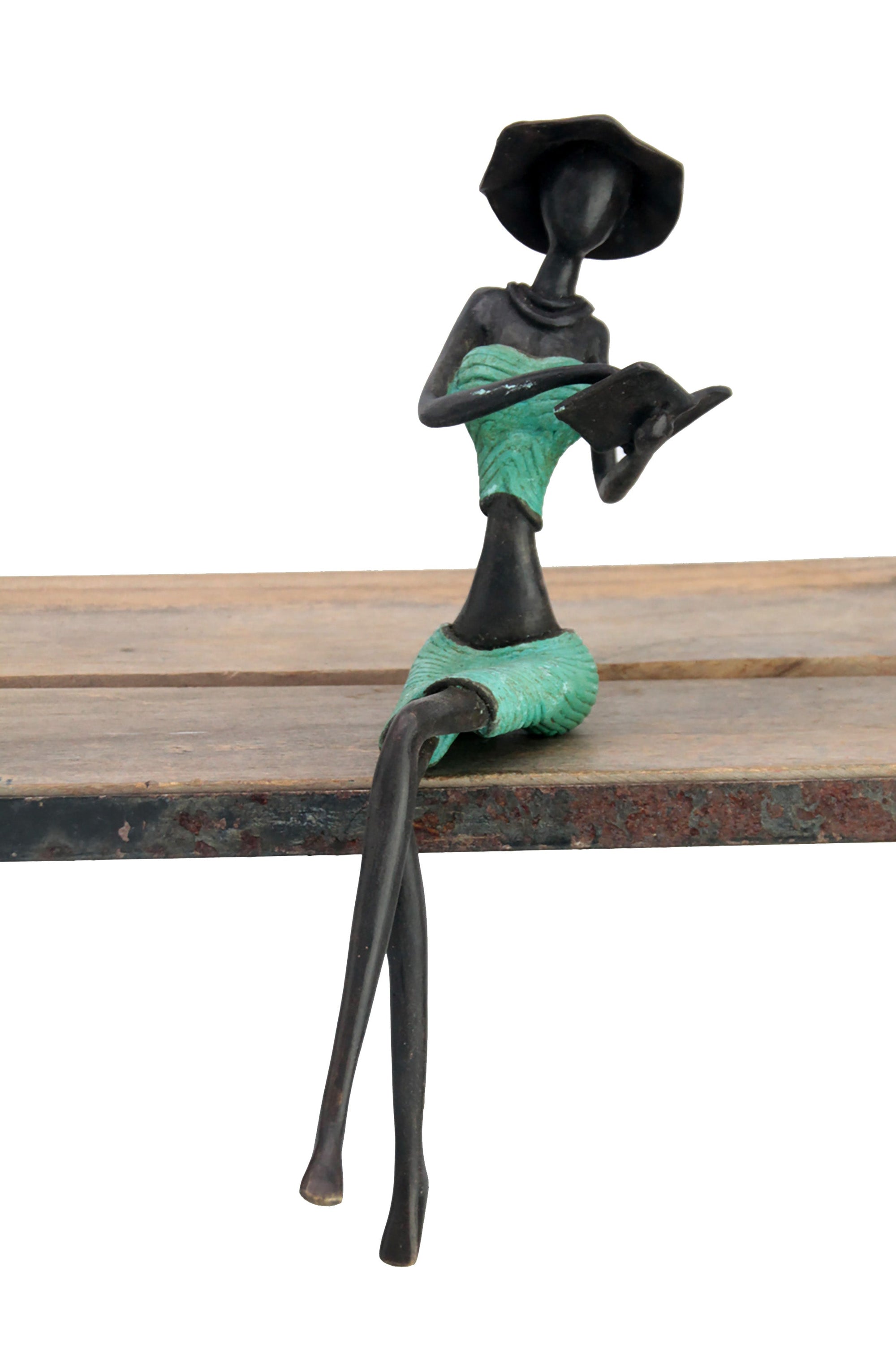 Bronze Dermé assis 30 cm vert n°1 Bronzes d'Afrique