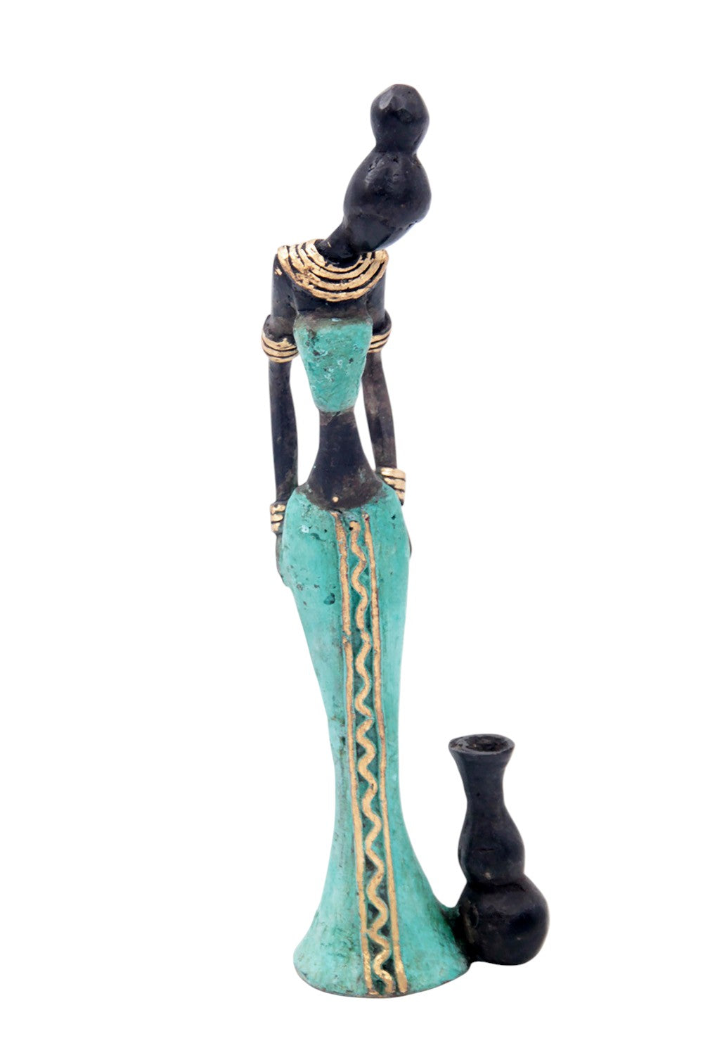 Bronze Mohamadi Dermé 20 cm turquoise n°3 Bronzes d'Afrique
