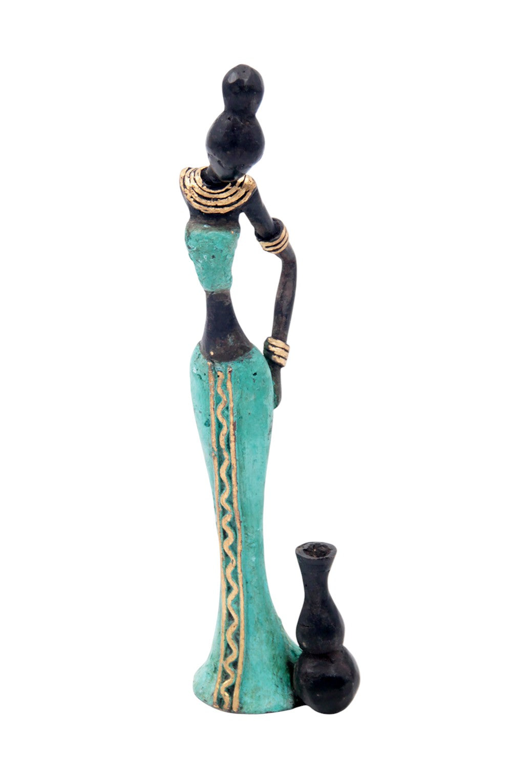 Bronze Mohamadi Dermé 20 cm turquoise n°3 Bronzes d'Afrique