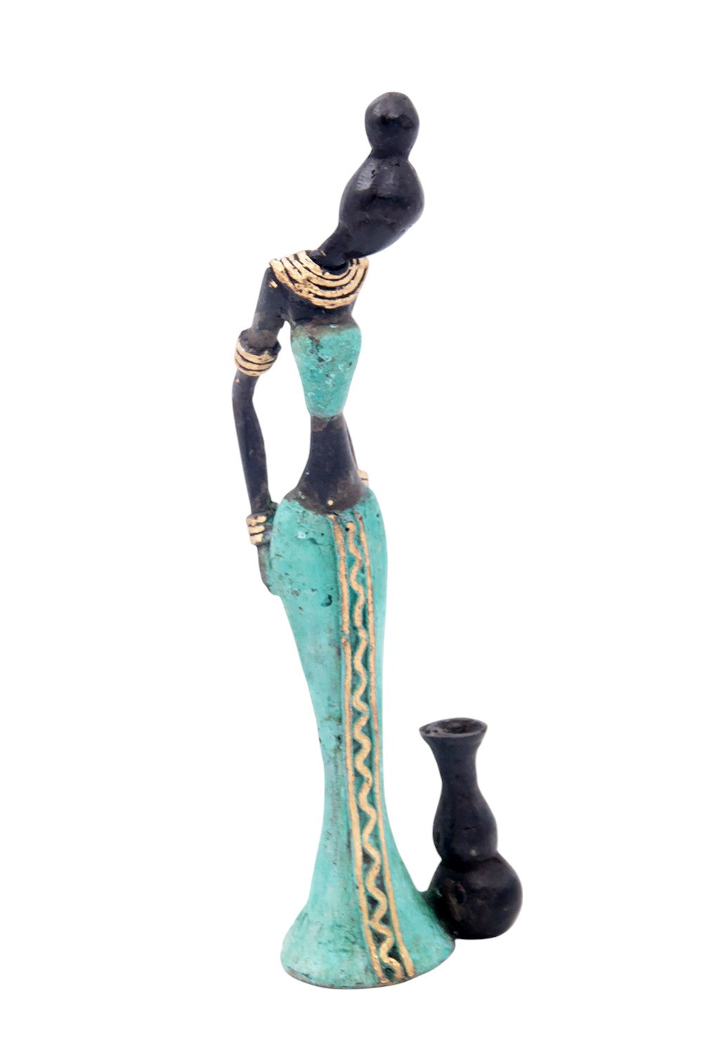 Bronze Mohamadi Dermé 20 cm turquoise n°3 Bronzes d'Afrique