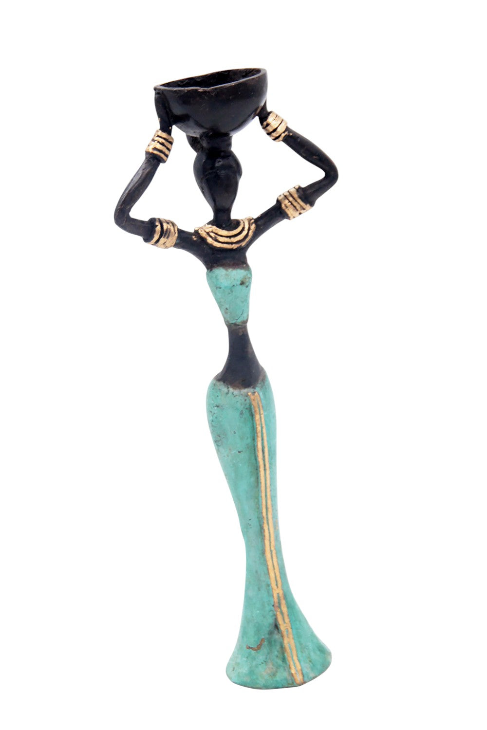 Bronze Mohamadi Dermé 20 cm turquoise n°5 Bronzes d'Afrique