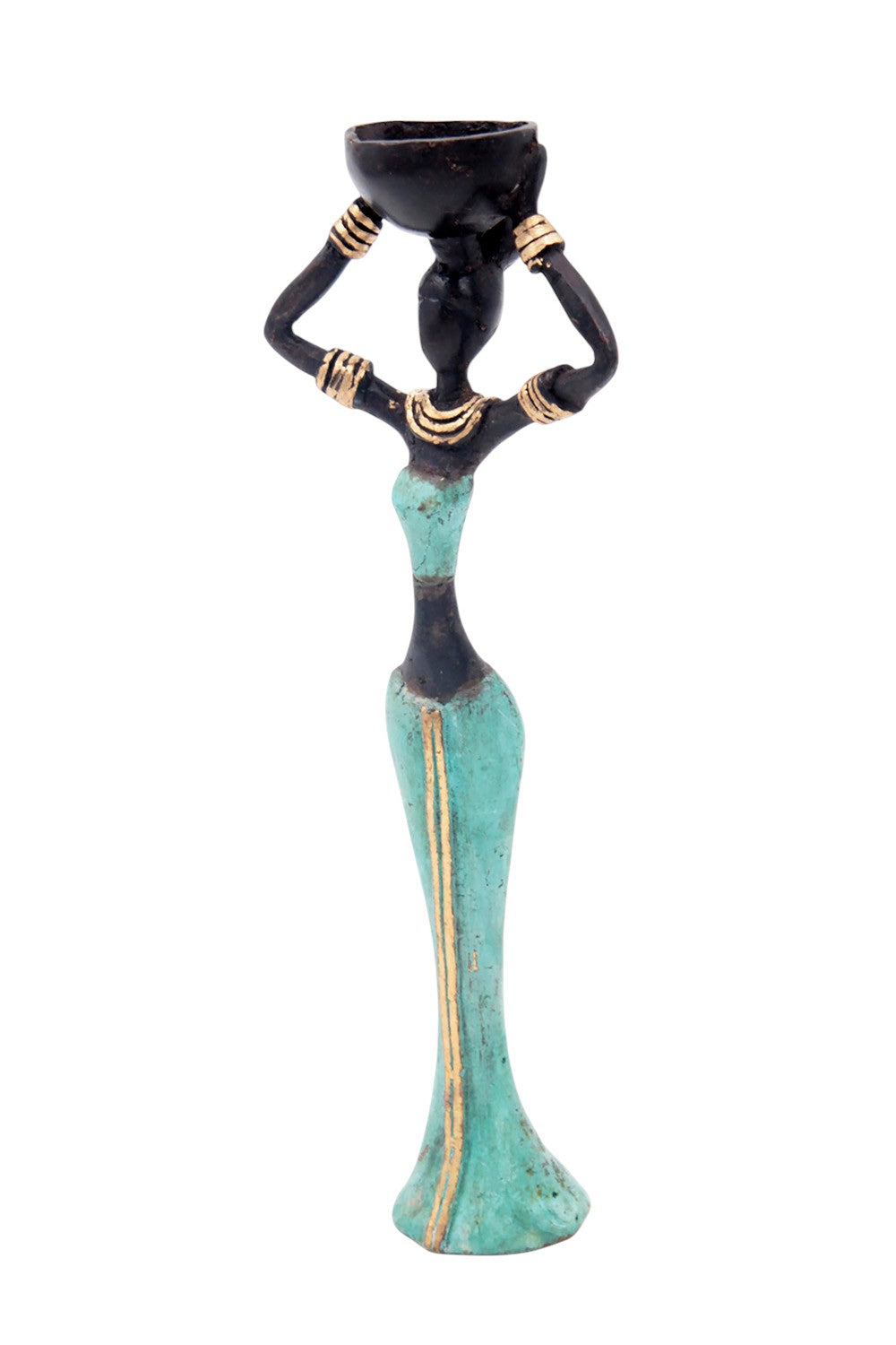 Bronze Mohamadi Dermé 20 cm turquoise n°5 Bronzes d'Afrique