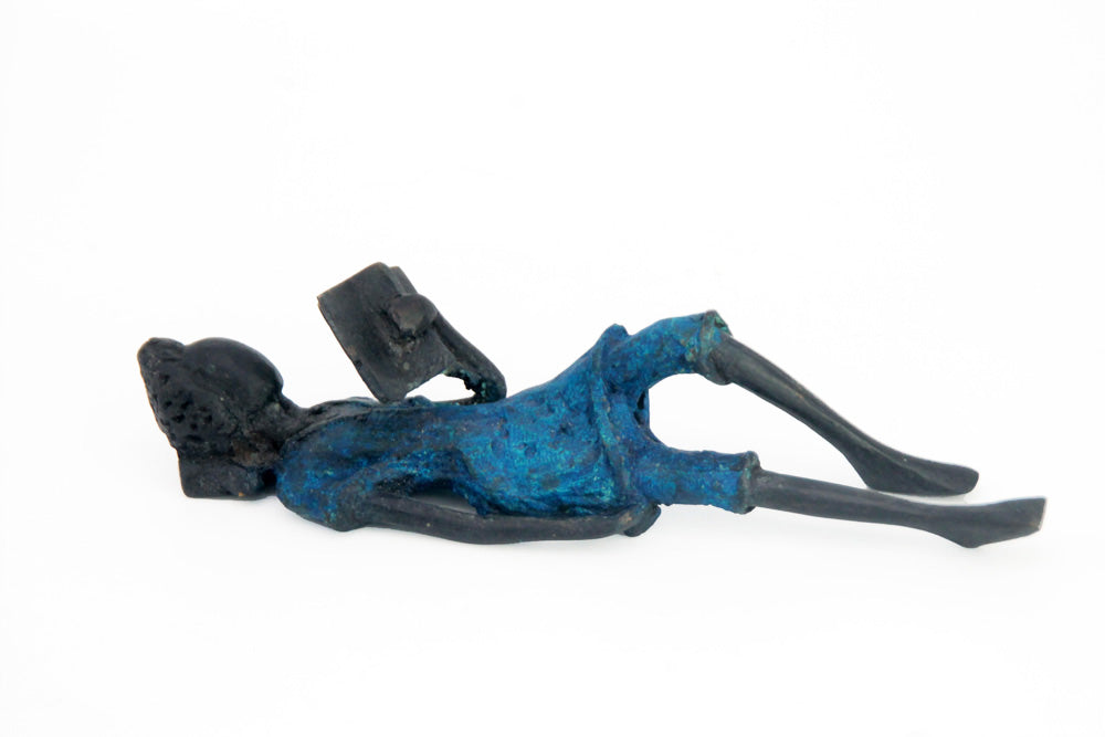 Bronze allongé 20 cm bleu n°4 Bronzes d'Afrique