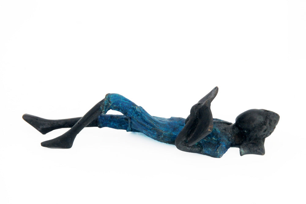 Bronze allongé 20 cm bleu n°4 Bronzes d'Afrique