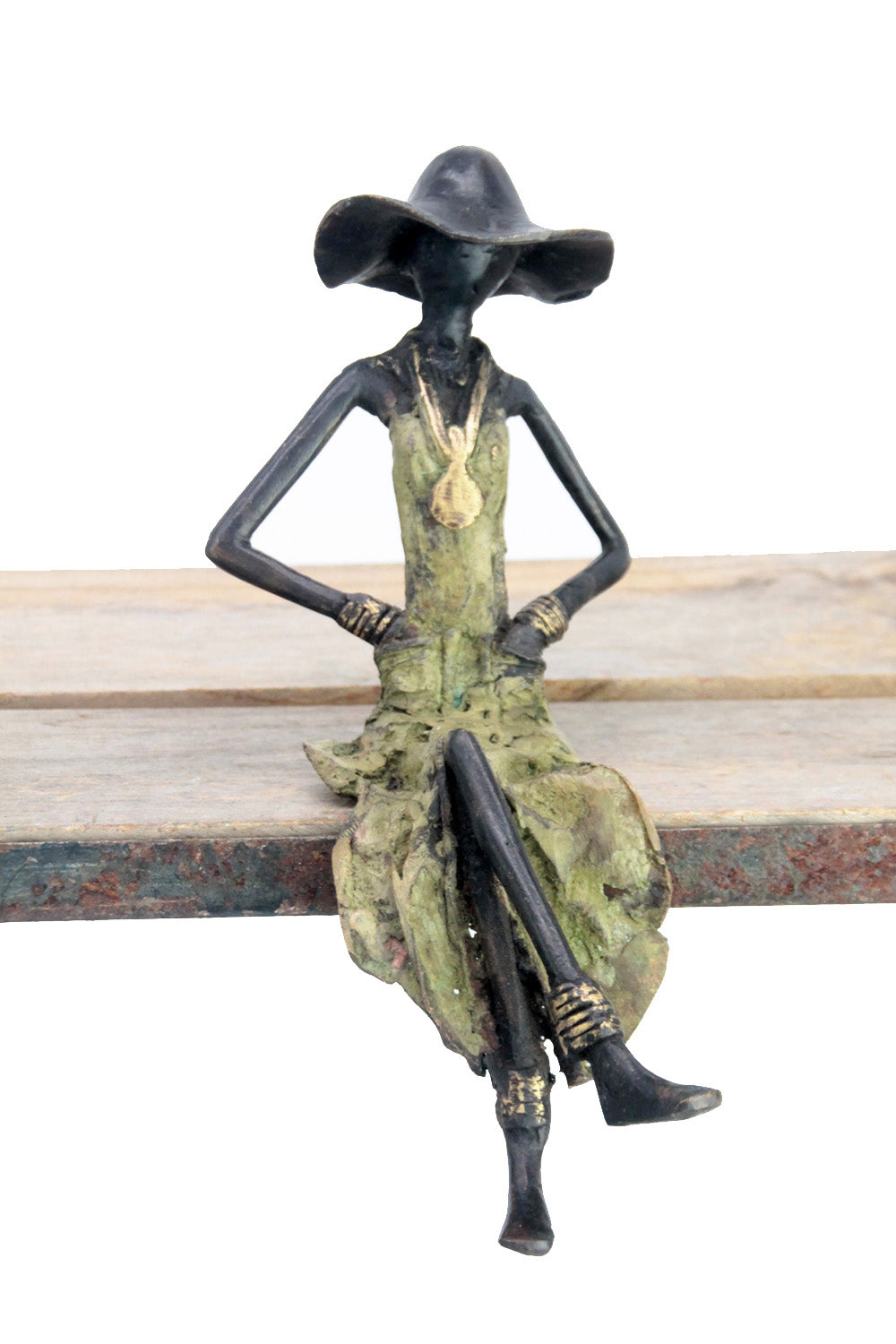 Bronze assis 25 cm vert n°14 Bronzes d'Afrique