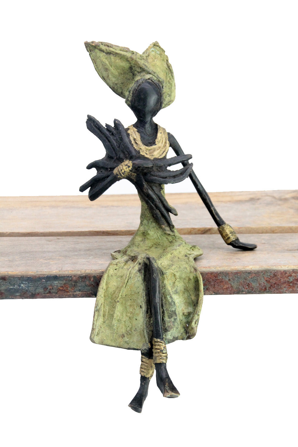 Bronze assis 25 cm vert n°18 Bronzes d'Afrique