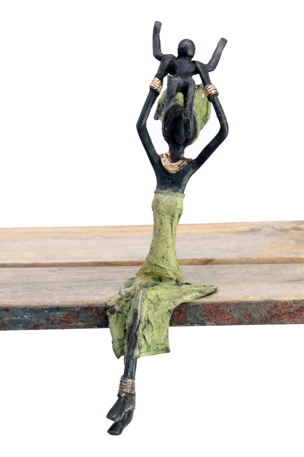 Bronze assis 25 cm vert n°22 Bronzes d'Afrique
