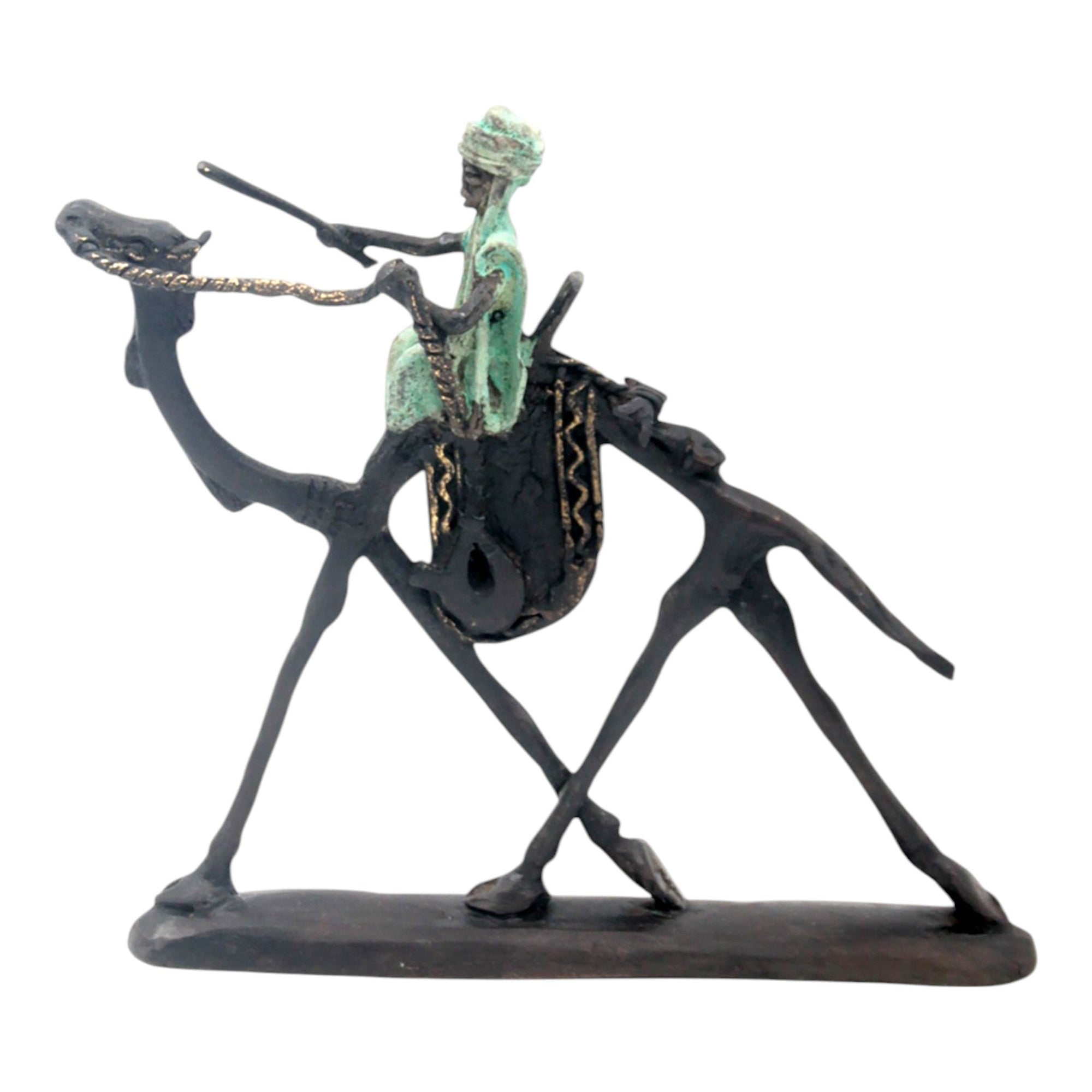 Chamelier 20 cm vert n°1 Bronzes d'Afrique