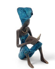 Bronze assis à poser 25 cm bleu n°8 Bronzes d'Afrique