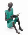 Bronze assis à poser 25 cm vert n°12 Bronzes d'Afrique