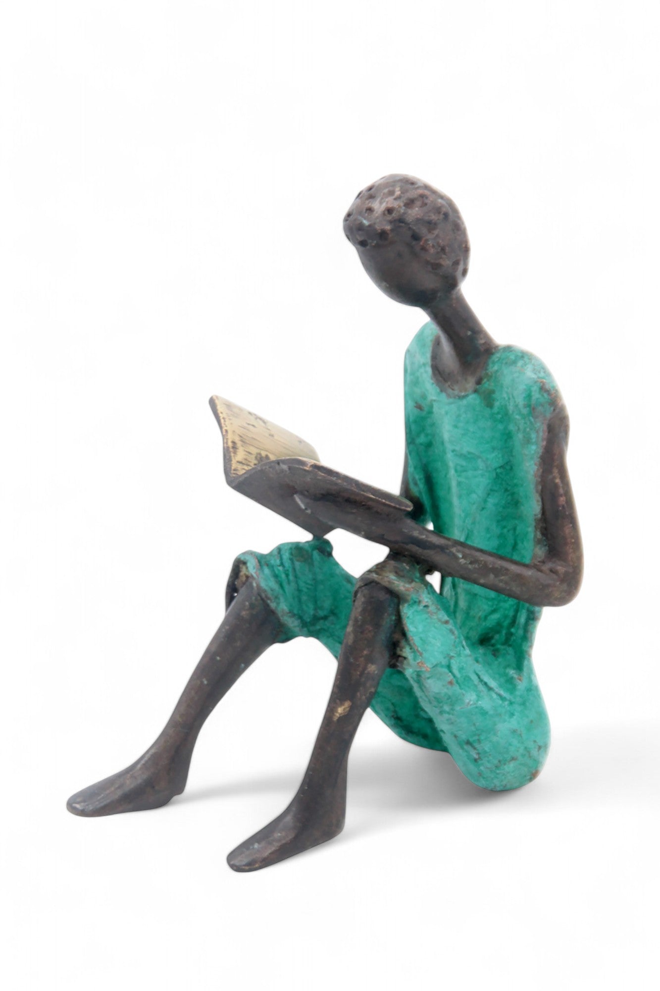 Bronze assis à poser 25 cm vert n°12 Bronzes d'Afrique