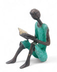 Bronze assis à poser 25 cm vert n°12 Bronzes d'Afrique