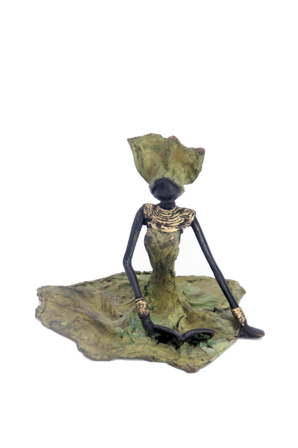 Bronze assis au sol 25 cm vert n°2 Bronzes d'Afrique