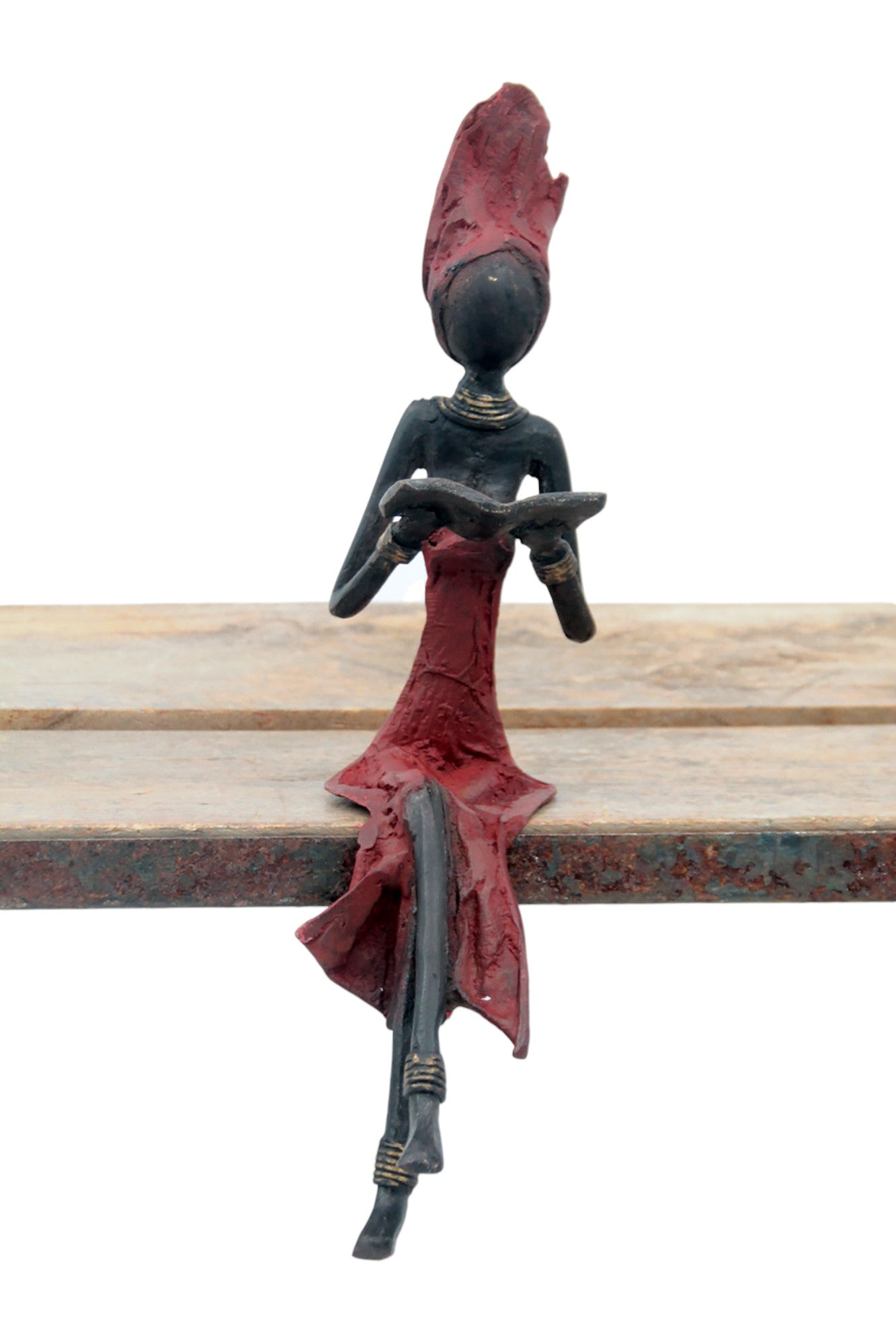 Bronze assis 25 cm rouge n°6 Bronzes d'Afrique