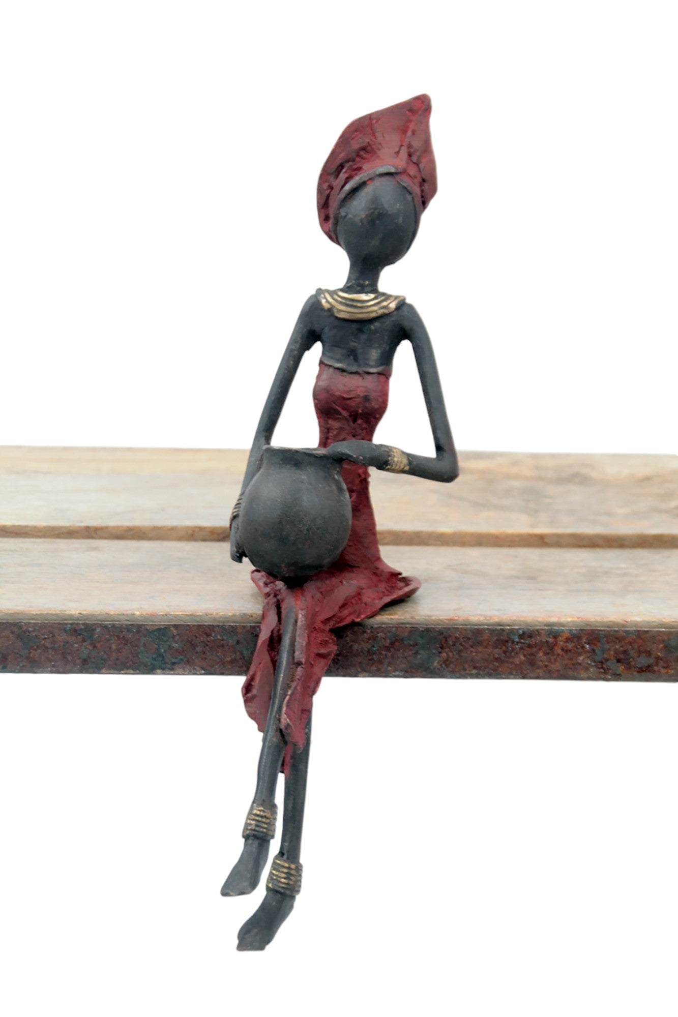 Bronze assis 25 cm rouge n°7 Bronzes d'Afrique