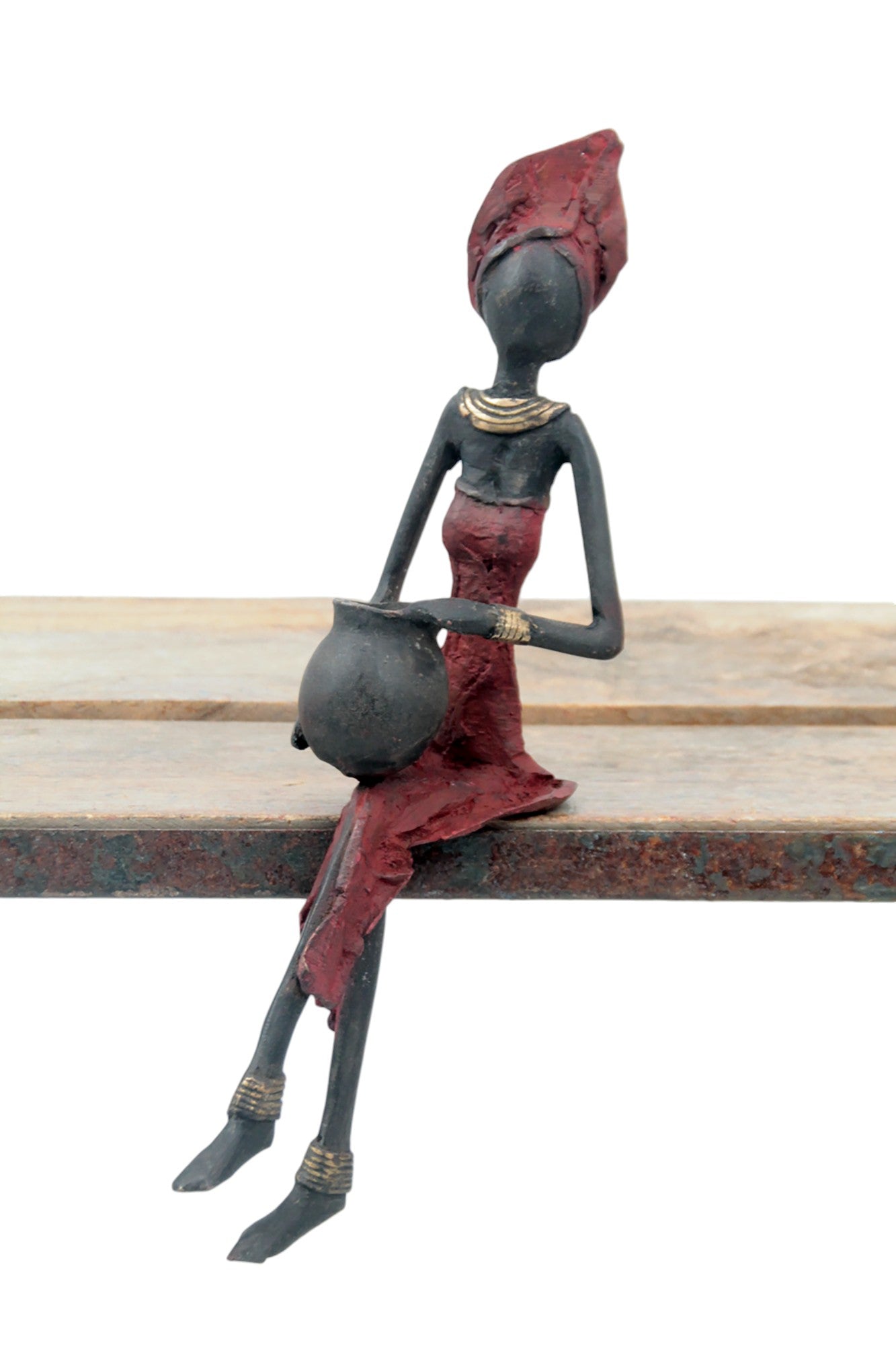 Bronze assis 25 cm rouge n°7 Bronzes d'Afrique