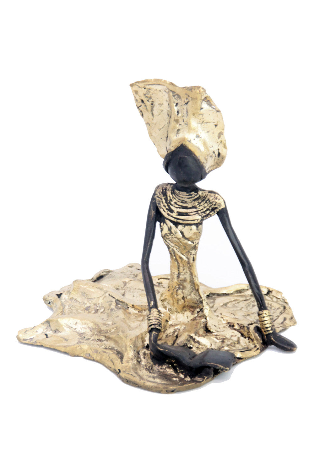 Bronze assis au sol 25 cm doré n°3 Bronzes d'Afrique