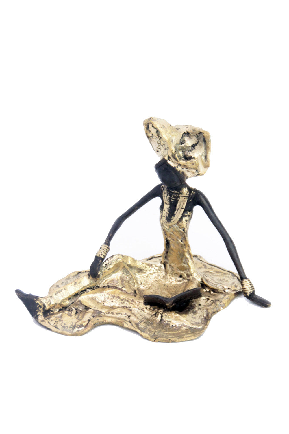 Bronze assis au sol 25 cm doré n°6 Bronzes d'Afrique