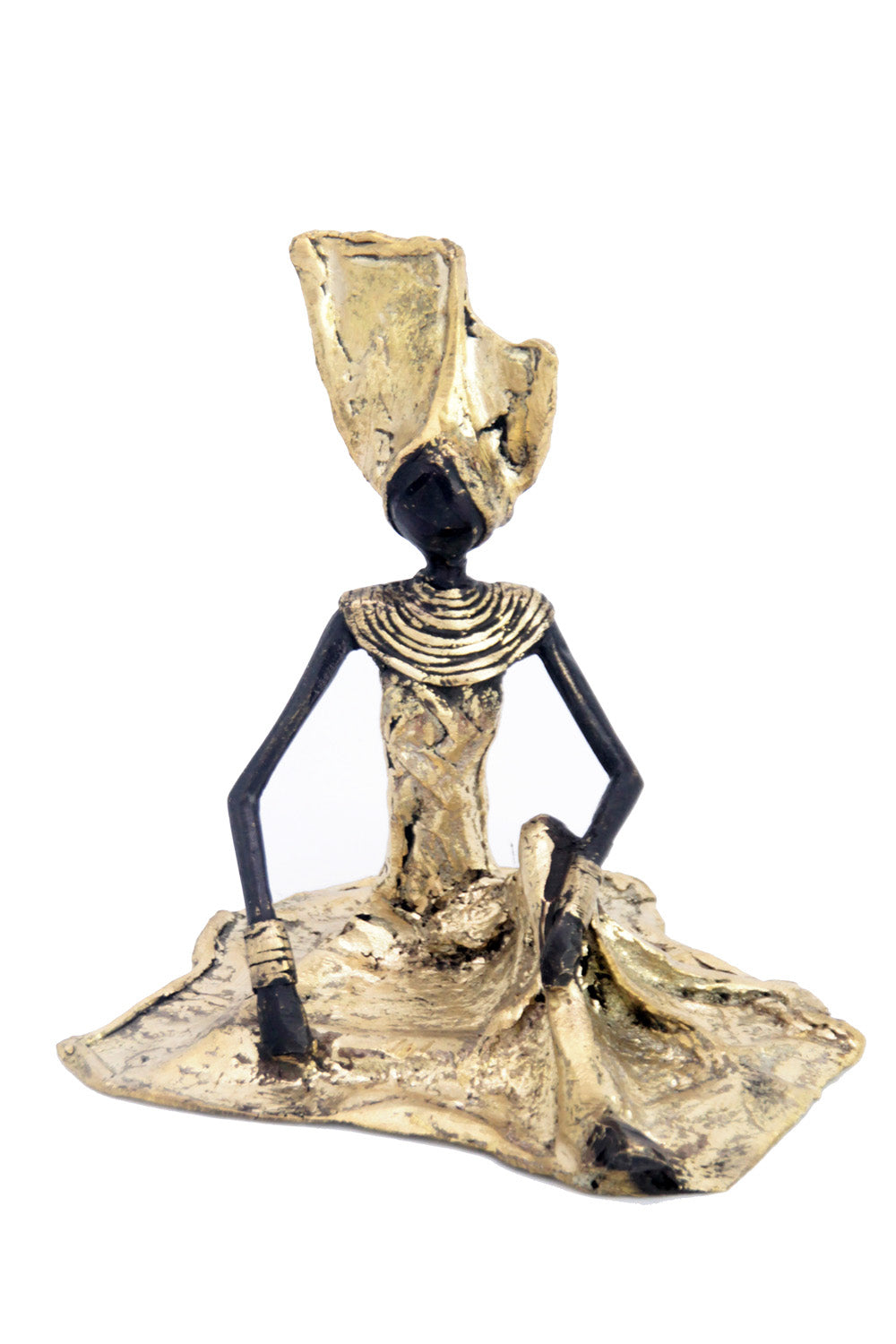 Bronze assis au sol 25 cm doré n°7 Bronzes d'Afrique