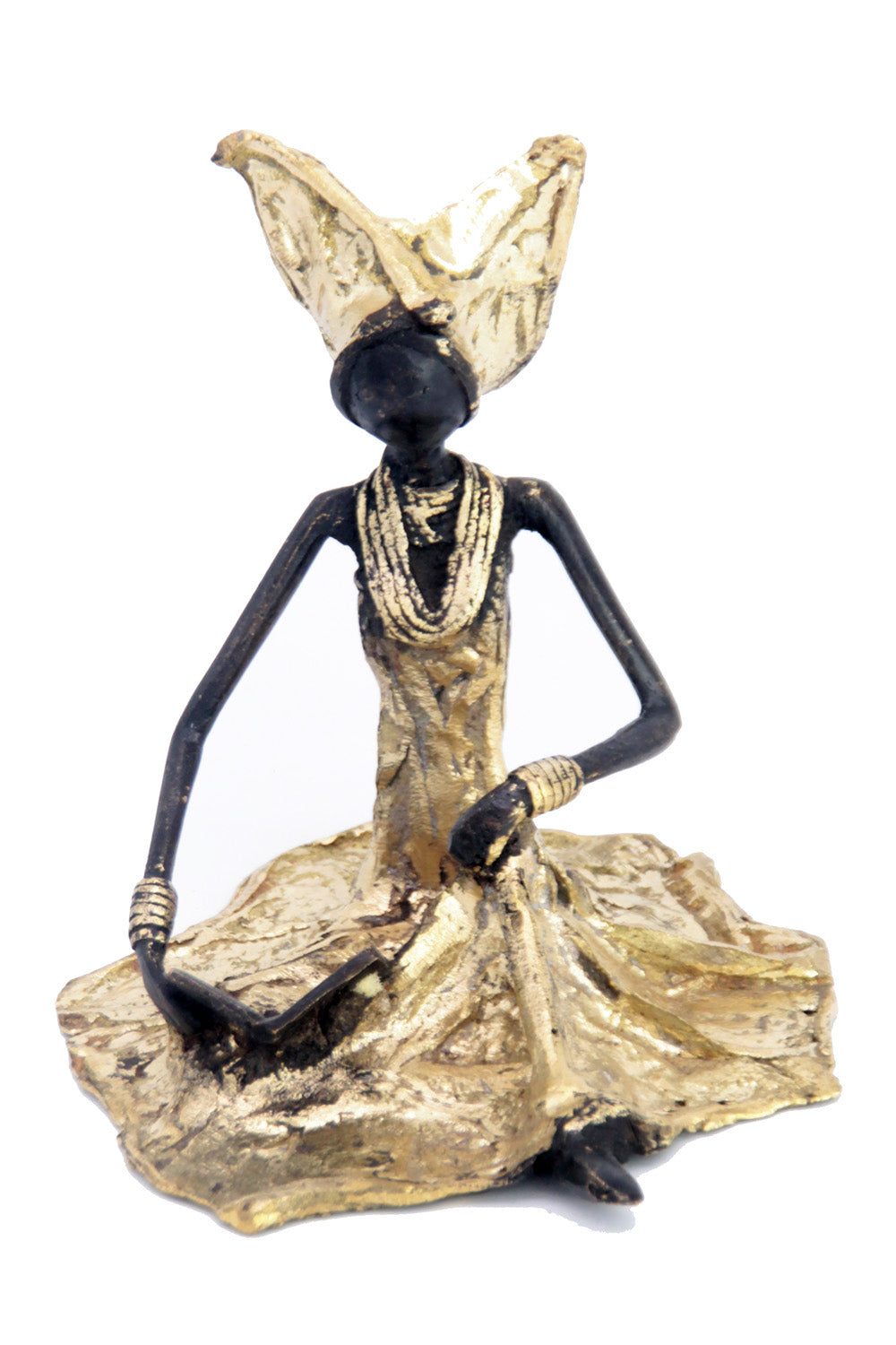 Bronze assis au sol 25 cm doré n°11 Bronzes d'Afrique