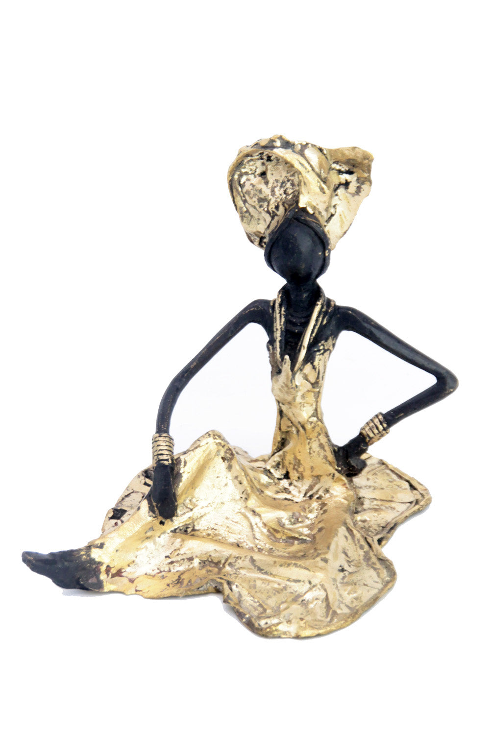 Bronze assis au sol 25 cm doré n°12 Bronzes d'Afrique