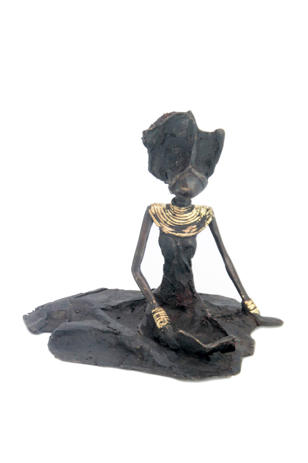 Bronze assis au sol 25 cm noir n°1 Bronzes d'Afrique