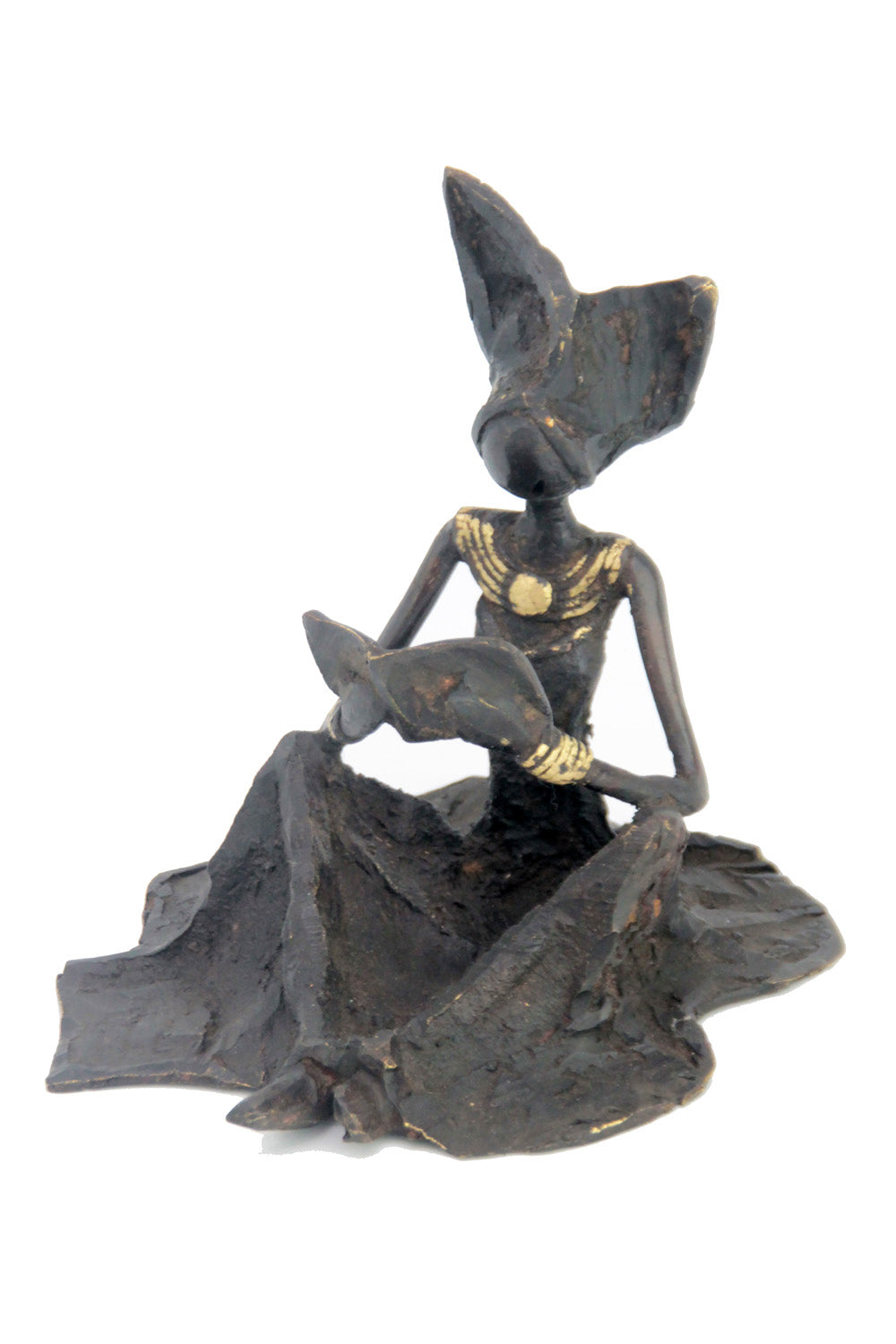 Bronze assis au sol 25 cm noir n°3 Bronzes d'Afrique