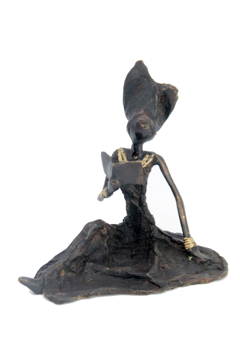 Bronze assis au sol 25 cm noir n°4 Bronzes d'Afrique