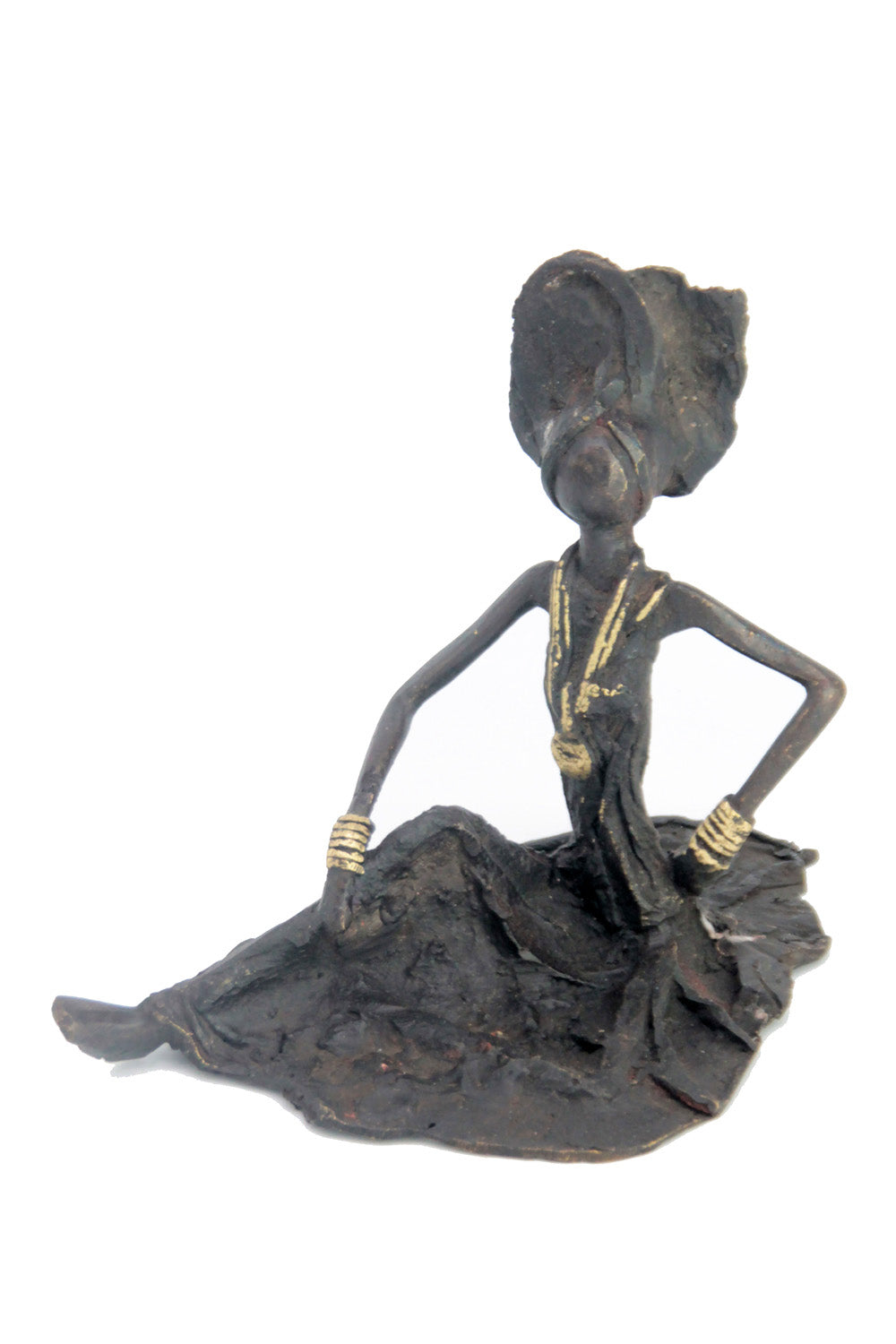 Bronze assis au sol 25 cm noir n°5 Bronzes d'Afrique