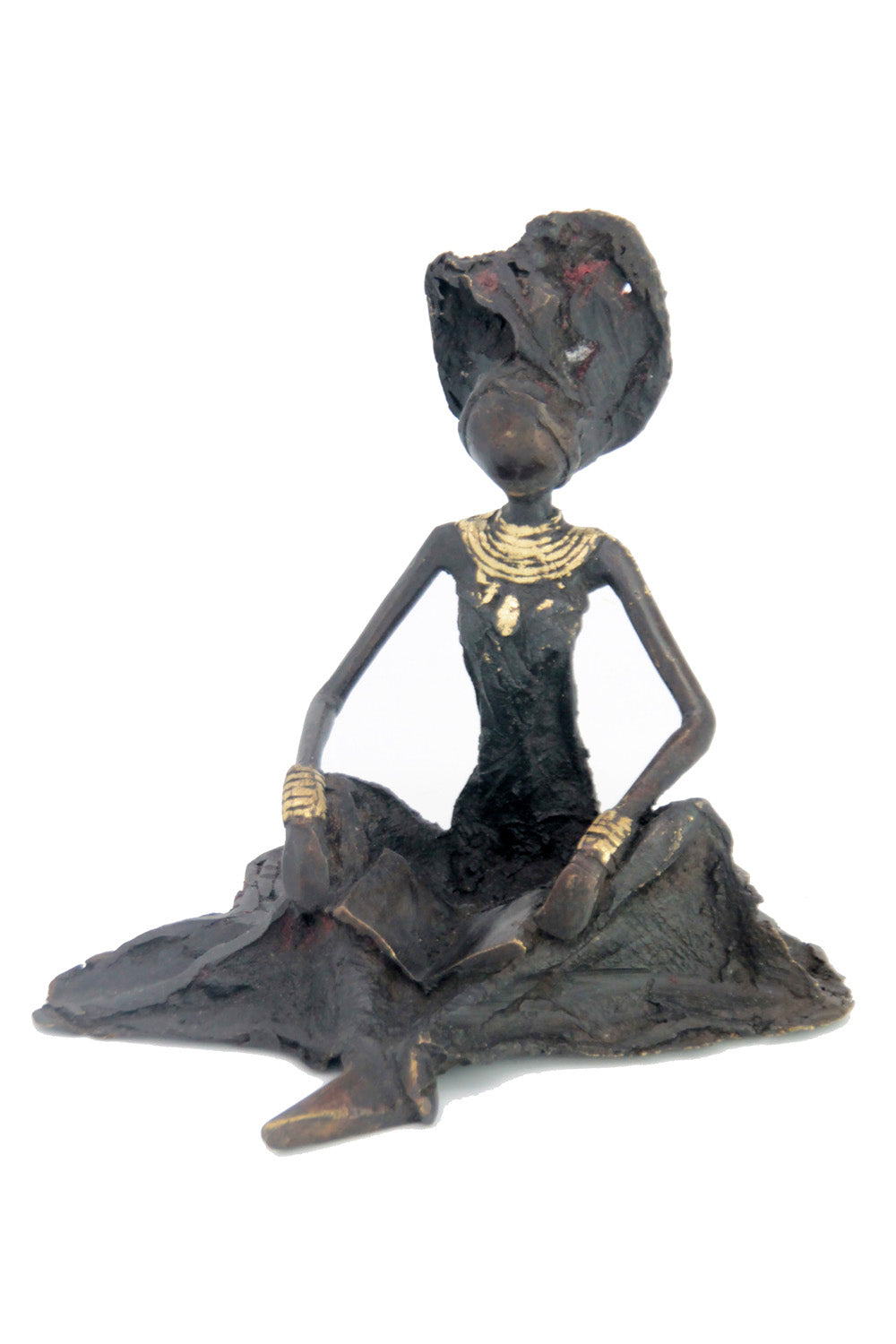 Bronze assis au sol 25 cm noir n°7 Bronzes d'Afrique