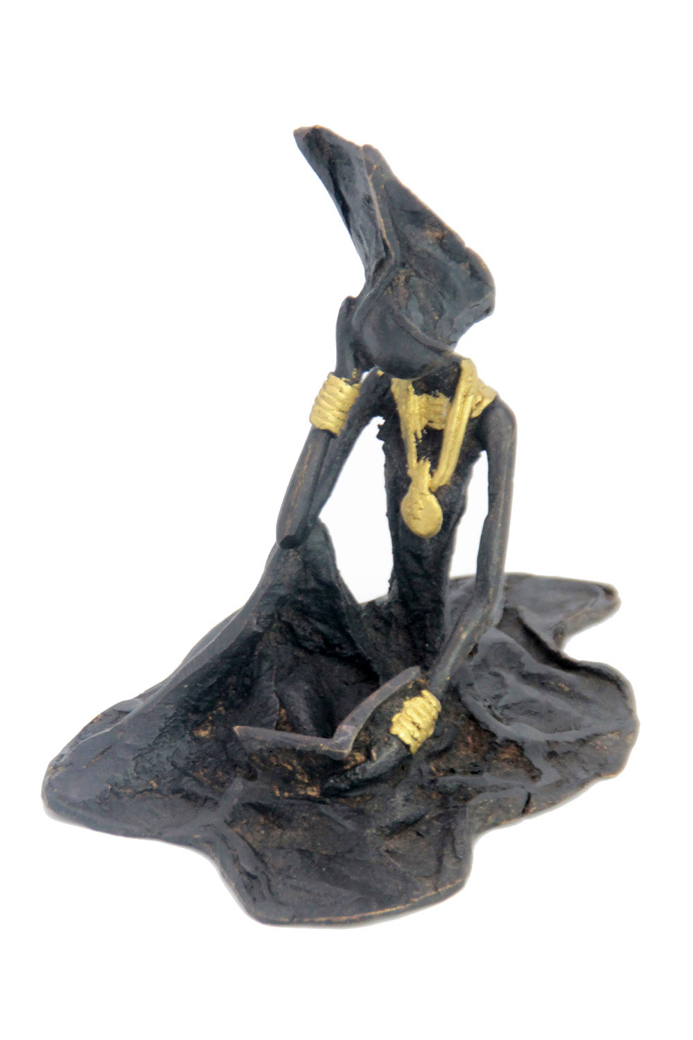 Bronze assis au sol 25 cm noir n°8 Bronzes d'Afrique