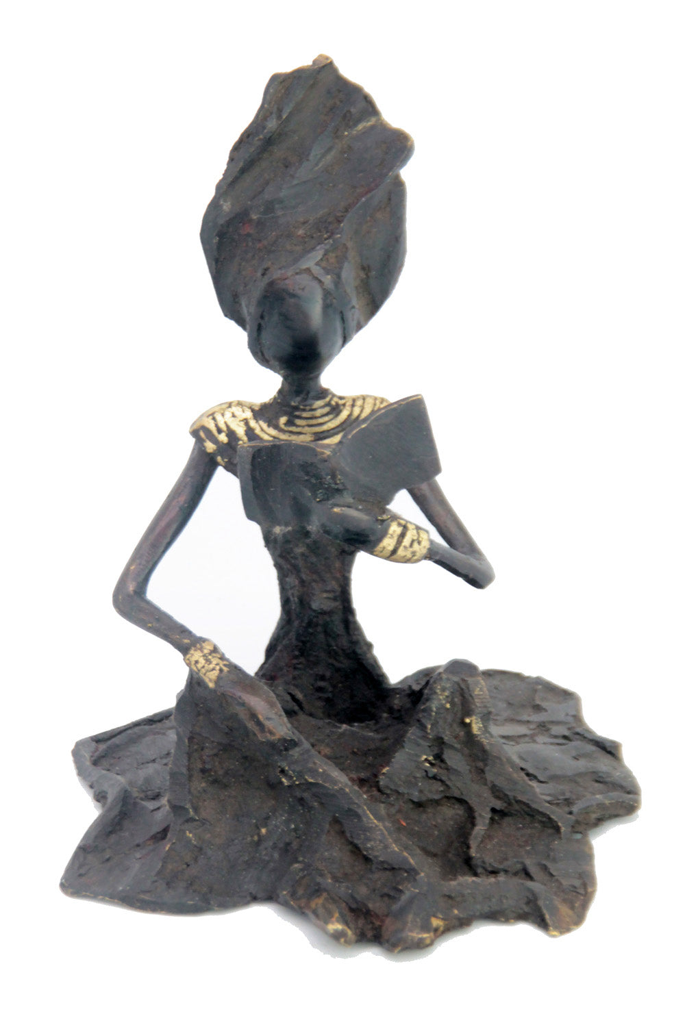 Bronze assis au sol 25 cm noir n°9 Bronzes d'Afrique