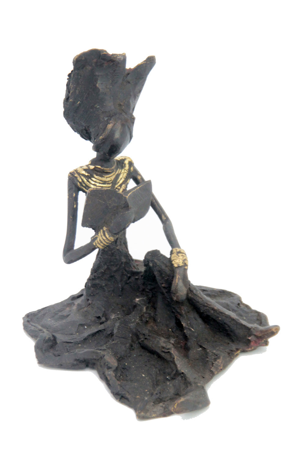 Bronze assis au sol 25 cm noir n°12 Bronzes d'Afrique