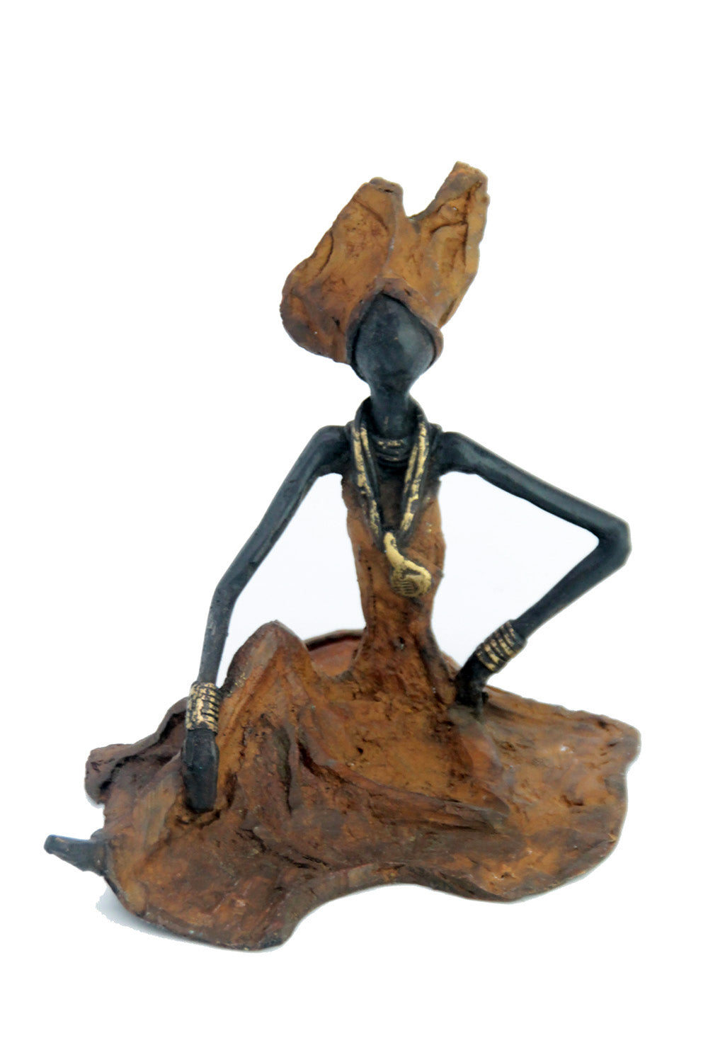 Bronze assis au sol 25 cm marron n°2 Bronzes d'Afrique
