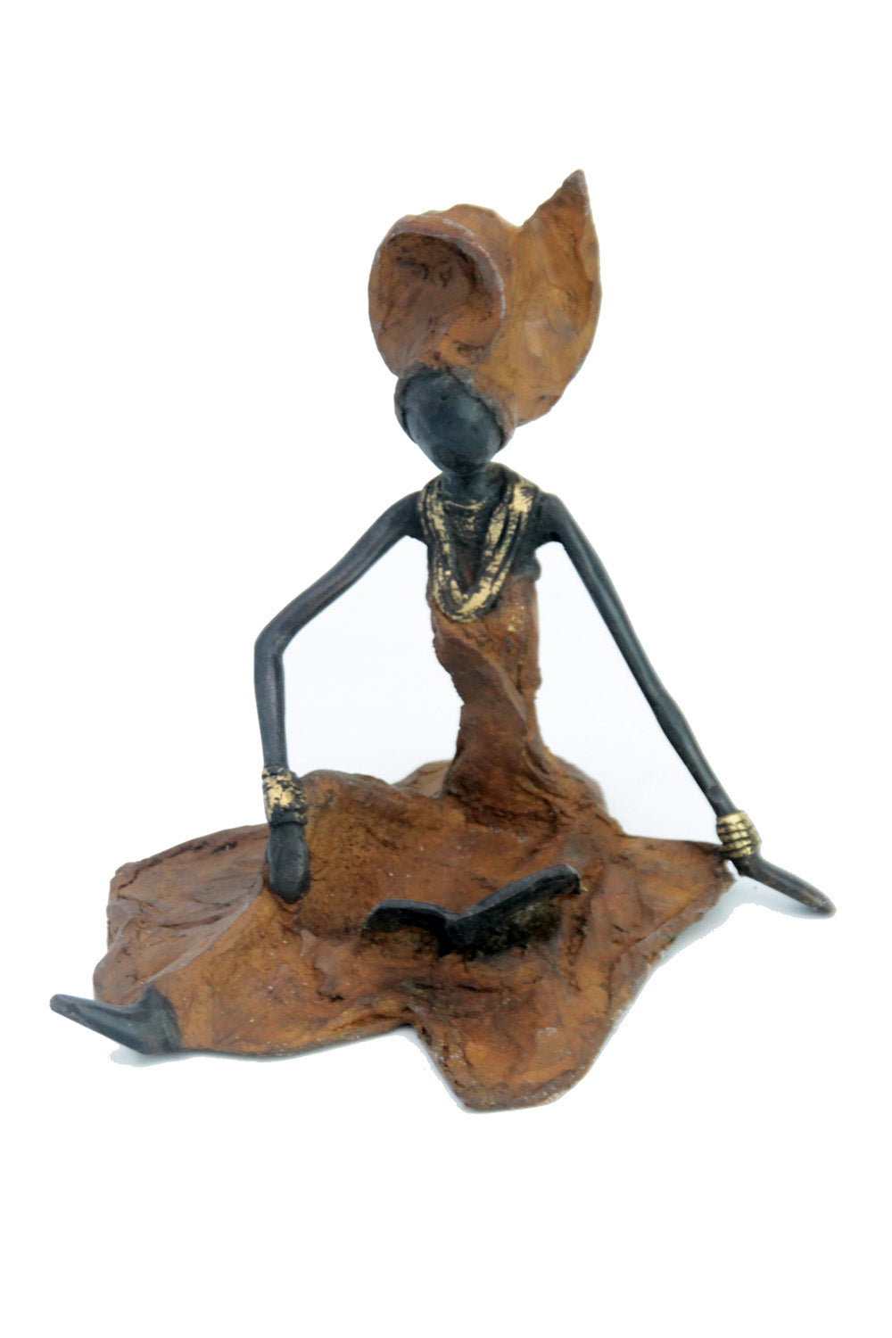 Bronze assis au sol 25 cm marron n°3 Bronzes d'Afrique