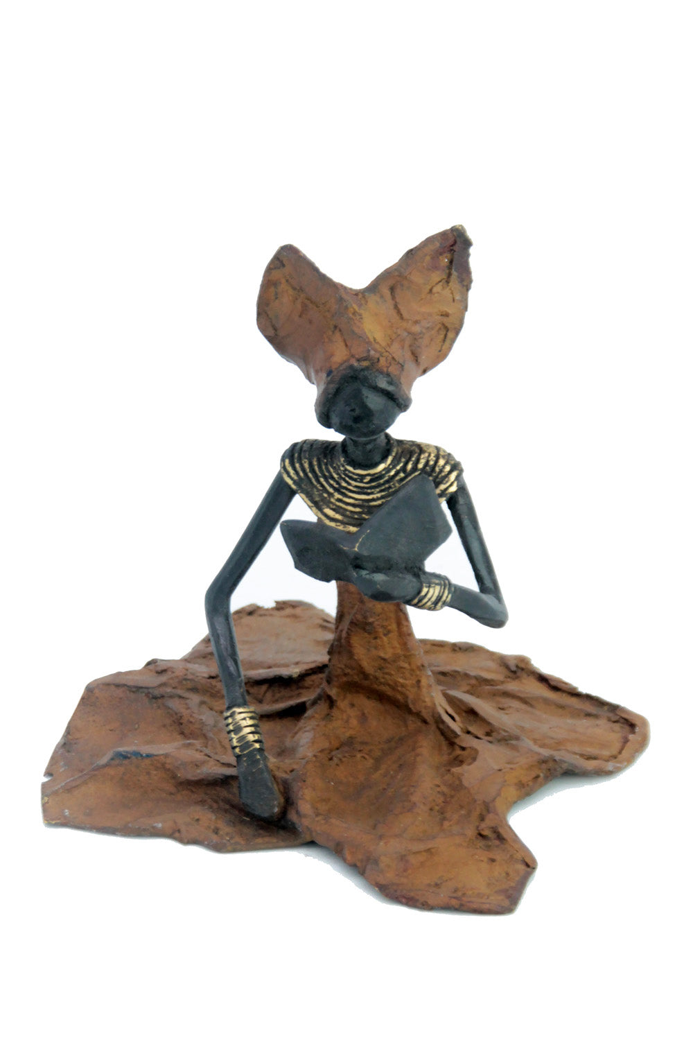 Bronze assis au sol 25 cm marron n°4 Bronzes d'Afrique