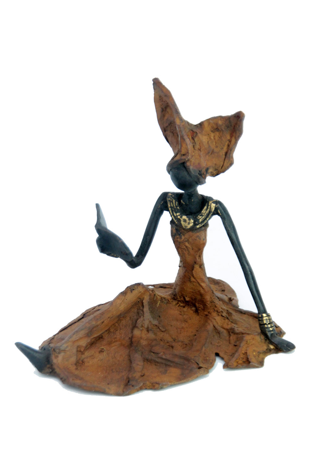 Bronze assis au sol 25 cm marron n°11 Bronzes d'Afrique