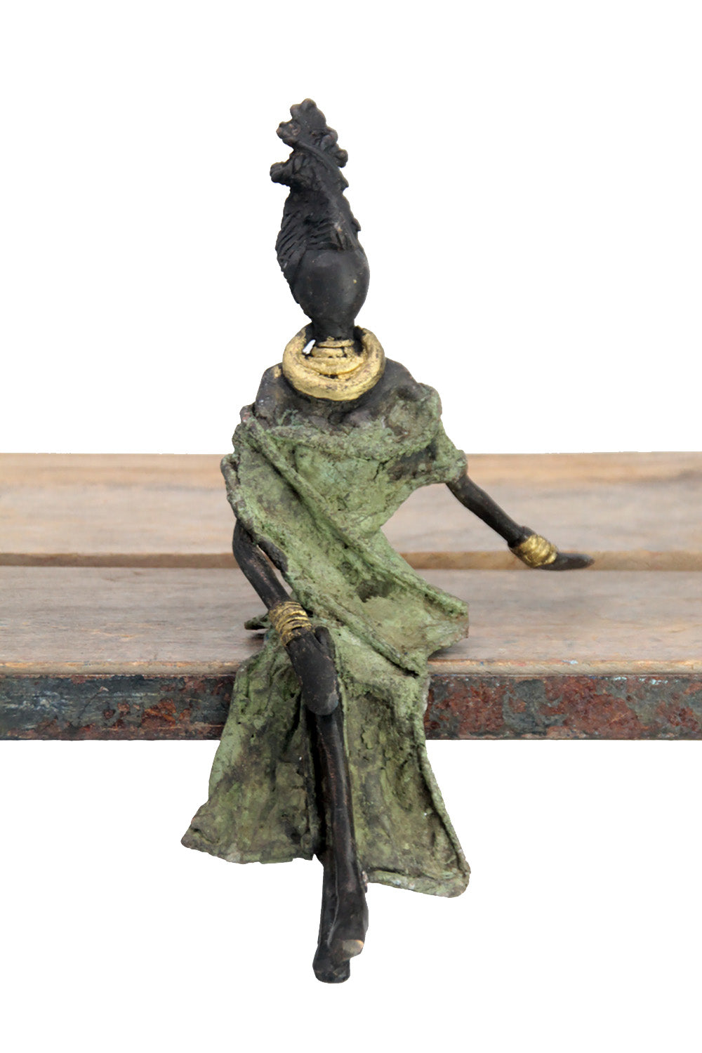 Bronze assis 20 cm vert n°9 Bronzes d'Afrique