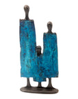 Famille 3 personnages 20 cm bleu n°2 Bronzes d'Afrique