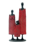 Famille 3 personnages 20 cm rouge n°1 Bronzes d'Afrique