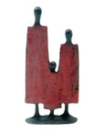 Famille 3 personnages 20 cm rouge n°1 Bronzes d'Afrique